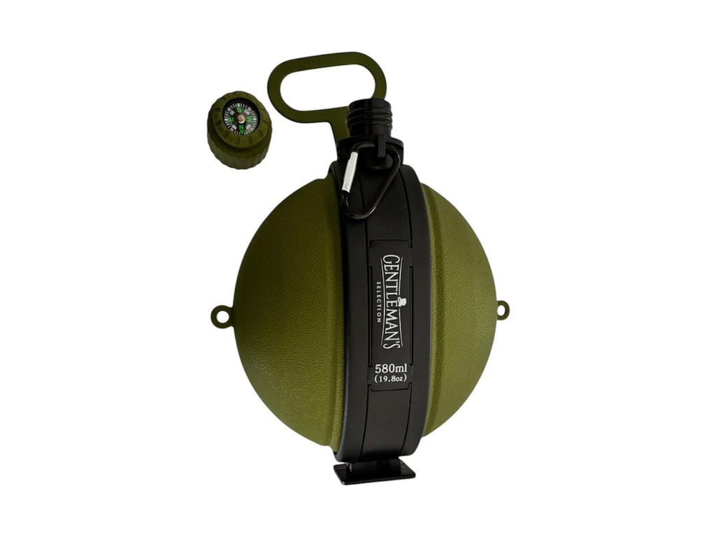 Faltbare Trinkflasche 580ml – Mit Kompass & Karabiner | BPA - Frei – Outdoor Zubehör | Gentleman's Selection