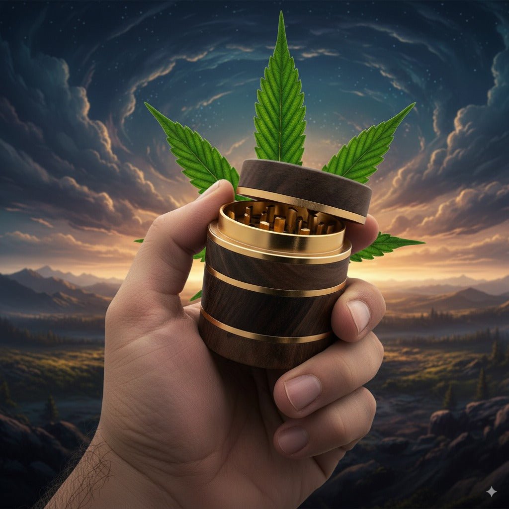 Premium Holz Grinder 4 - tlg Walnuss – Magnetverschluss – Raucherzubehör | Gentleman's Selection