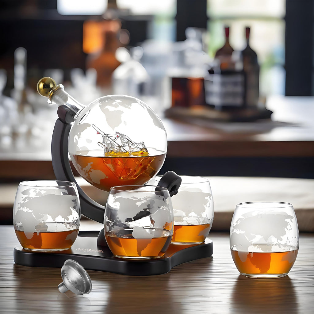 Whiskey - Set 6 - tlg – 3D - Schiff Karaffe & 4 Gläser – Whiskey Zubehör | Gentleman's Selection