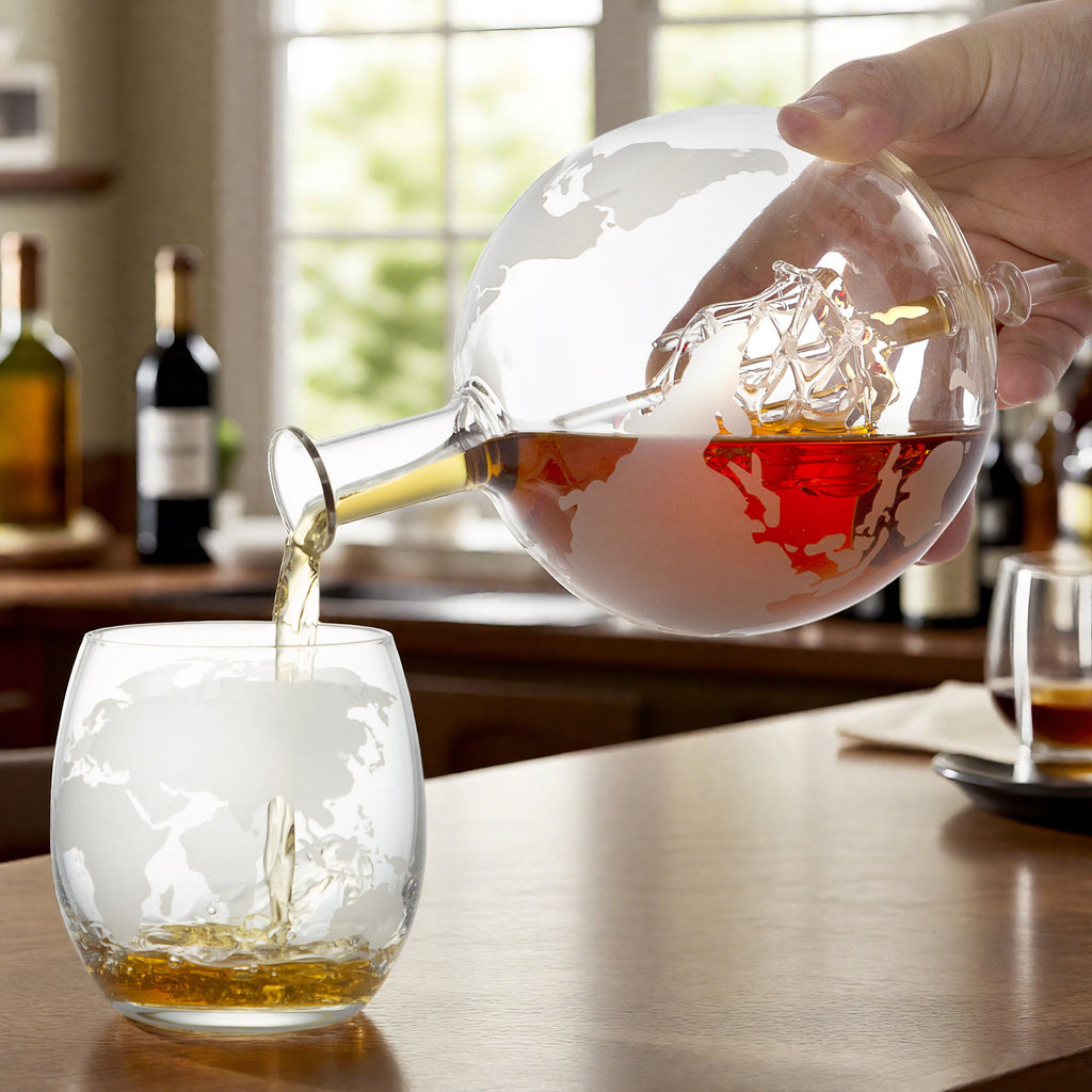 Whiskey - Set 6 - tlg – 3D - Schiff Karaffe & 4 Gläser – Whiskey Zubehör | Gentleman's Selection