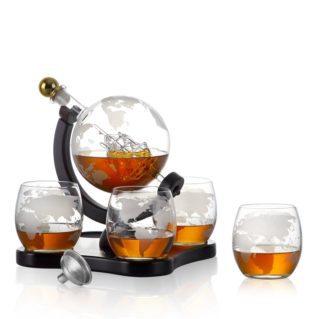 Whiskey - Set 6 - tlg – 3D - Schiff Karaffe & 4 Gläser – Whiskey Zubehör | Gentleman's Selection
