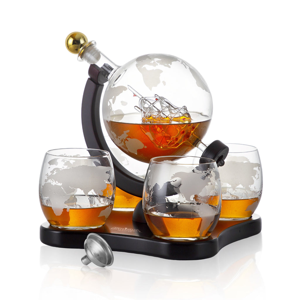 Whiskey - Set 6 - tlg – 3D - Schiff Karaffe & 4 Gläser – Whiskey Zubehör | Gentleman's Selection
